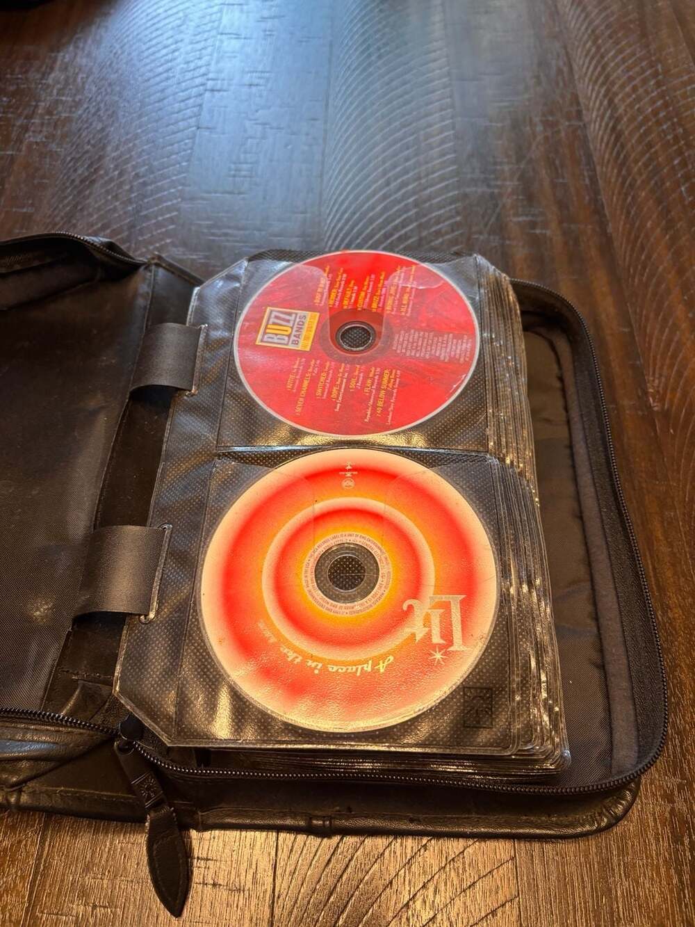 Music CD Collection in Black Carrying Case Mixed Genres